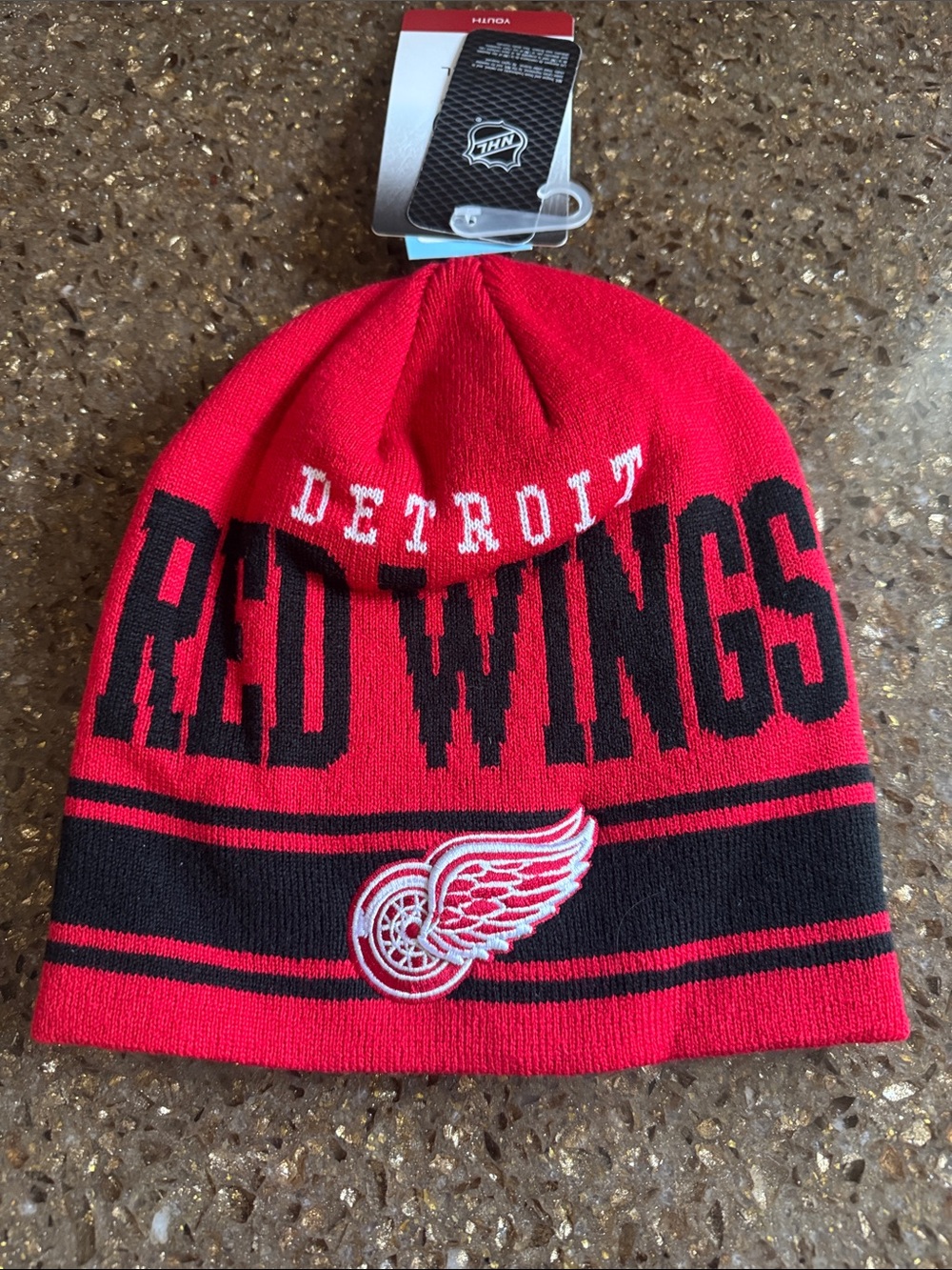 NHL Red & Black Striped Knit Beanie